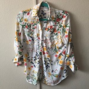 New York & Company Soho Floral Top S Preowned
